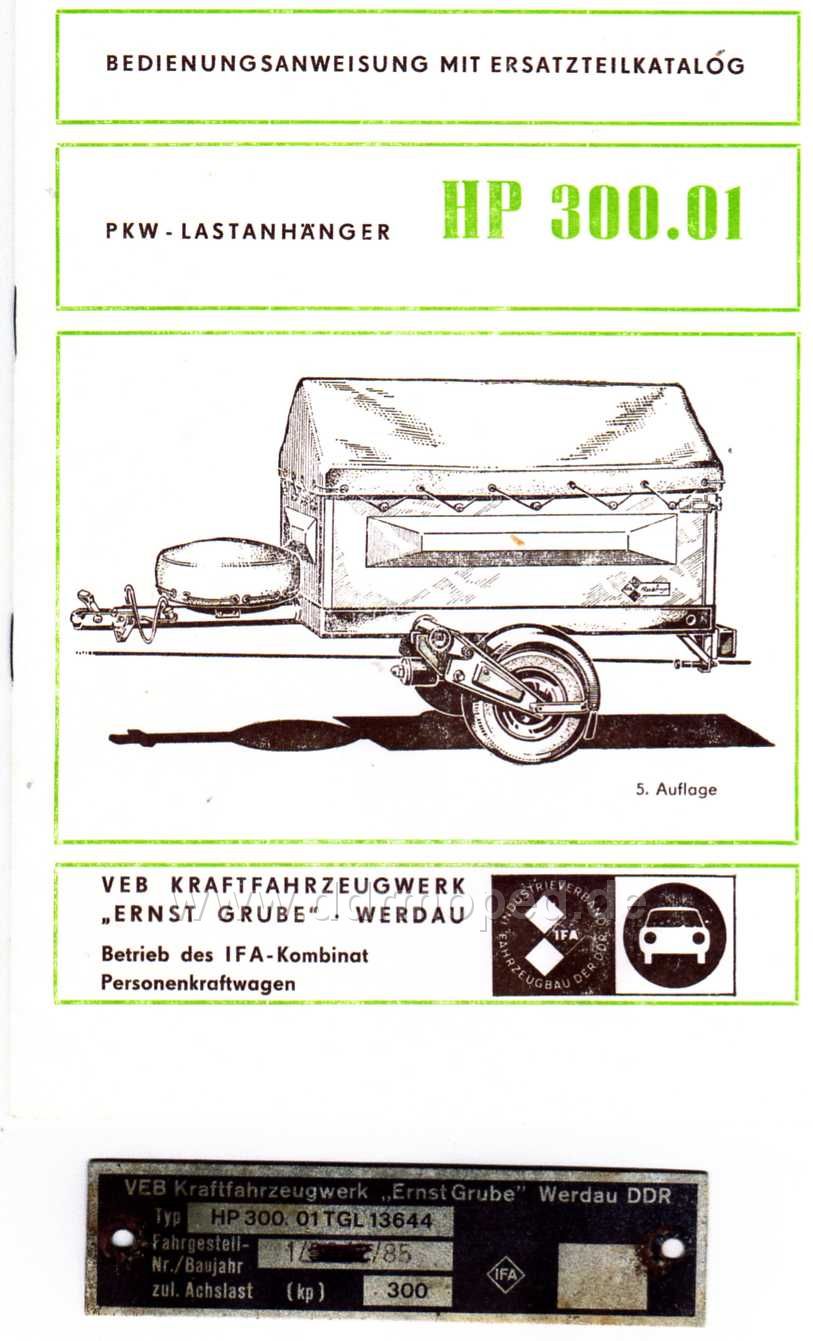 Biete Betriebsanleitung HP300.01 DDRMoped.de