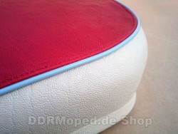 Sitzbezug rot / sandfarben - Keder grau - Simson KR50