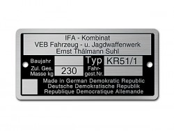 Typenschild (Rahmenplakette) - Schwalbe KR51/1