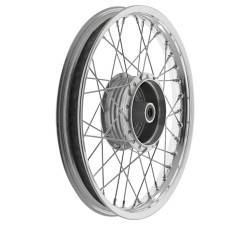 Speichenrad 1,5x16 Alufelge + verchromte Speichen, Radnabe Grauguss-Bremsring