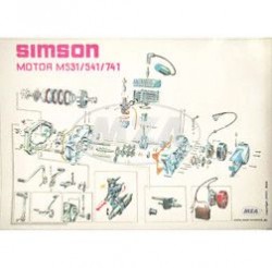 Explosionsdarstellung Farbposter 4-Gang Motor M531 M541 M741
