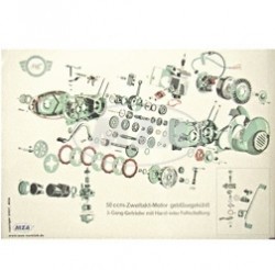 Explosionsdarstellung Farbposter 3-Gang Motor