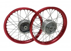 Set Speichenrder 1,5x16 Alufelge rot poliert, Edelstahlspeichen