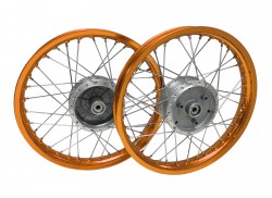 Set Speichenrder 1,5x16 Alufelge orange poliert, Edelstahlspeichen