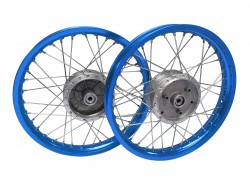 Set Speichenr�der 1,5x16 Alufelge blau poliert, Edelstahlspeichen