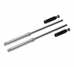 Set Telegabelholme hydraulische D�mpfung komplett mit Faltenb�lge f�r Trommelbremse - silber seidenmatt - SR50, SR80