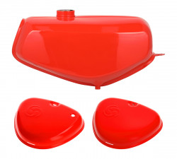Set - Tank und Seitendeckel (Flammenrot) mit Wirbel-Logo - S50, S51, S70