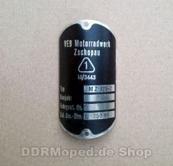 Typenschild fr MZ RT 125/2 - blanko *Original*