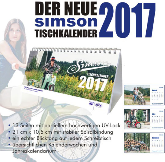 Detailansicht Simson Tischkalender 2017